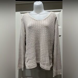 Talbots Womens  Sweater Scoop Neck Long Sleeve Beige Size Large 100% Cotton